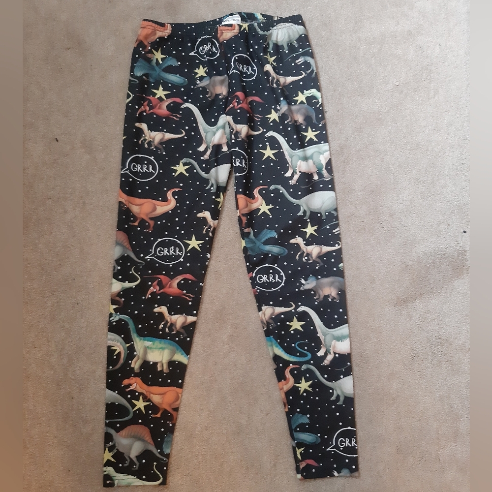 Cowcow Dinosaur Themed Spandex Leggings EUC